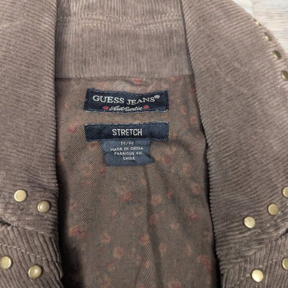 Vintage Guess Jeans * Womens Brown Studded Corduroy Jacket * Sz M - Picture 4 of 11